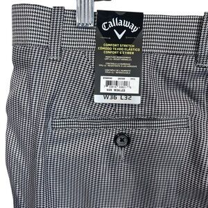 NWT Callaway Golf Pants Men's 36x32 Caviar Black‎ White Houndstooth Opti Dry